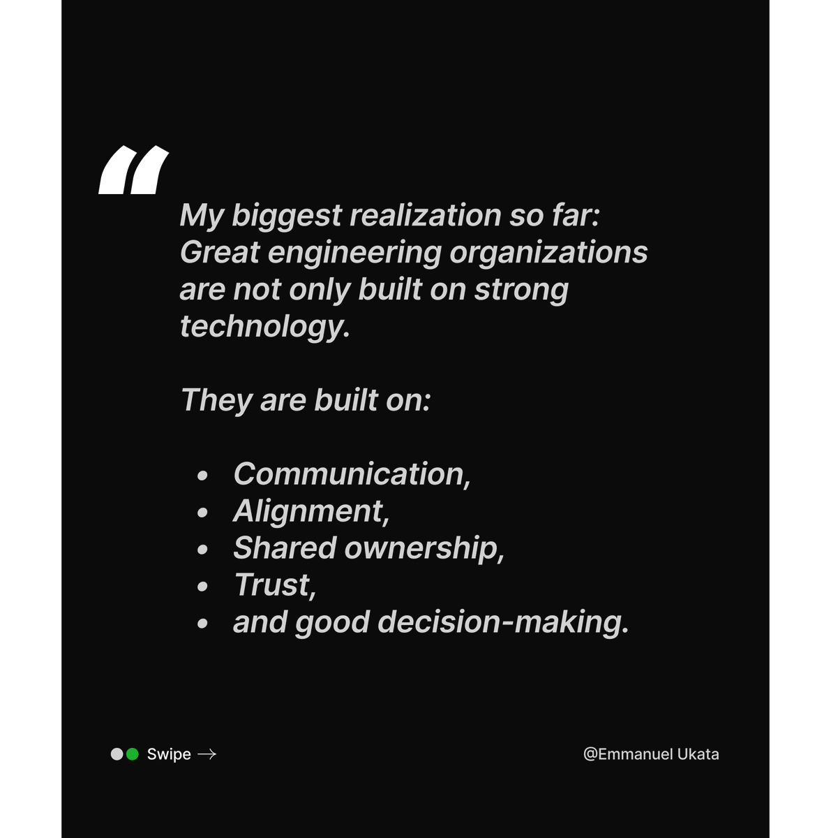 katadevdesign's tweet photo. The deeper I go into these laws, the more I realize:
communication shapes architecture,
coordination shapes delivery,
leadership shapes systems,
and organizational structure shapes outcomes.

Every large software system is also a human system. https://t.co/FLCeeAe7XP