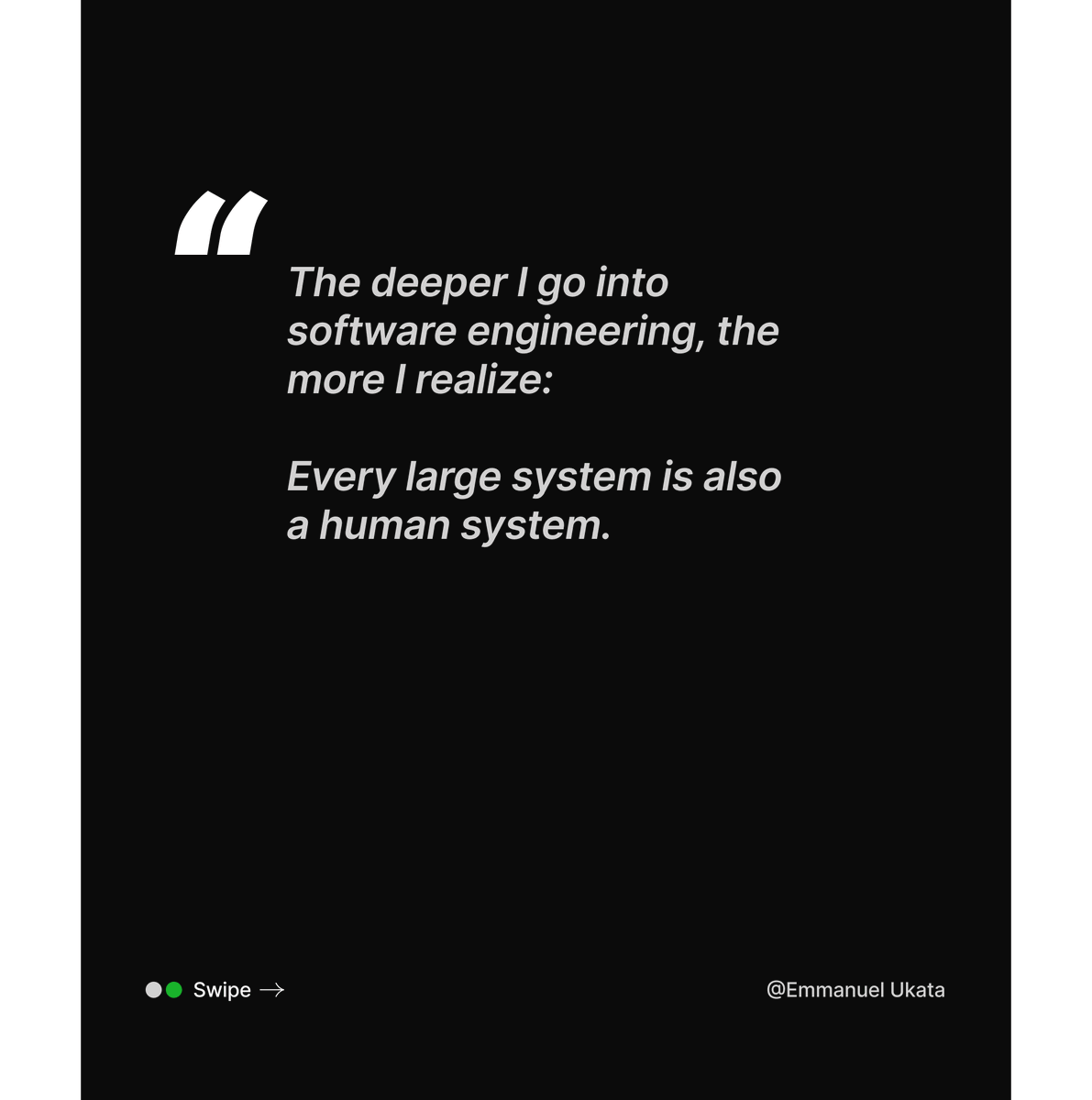 katadevdesign's tweet photo. The deeper I go into these laws, the more I realize:
communication shapes architecture,
coordination shapes delivery,
leadership shapes systems,
and organizational structure shapes outcomes.

Every large software system is also a human system. https://t.co/FLCeeAe7XP