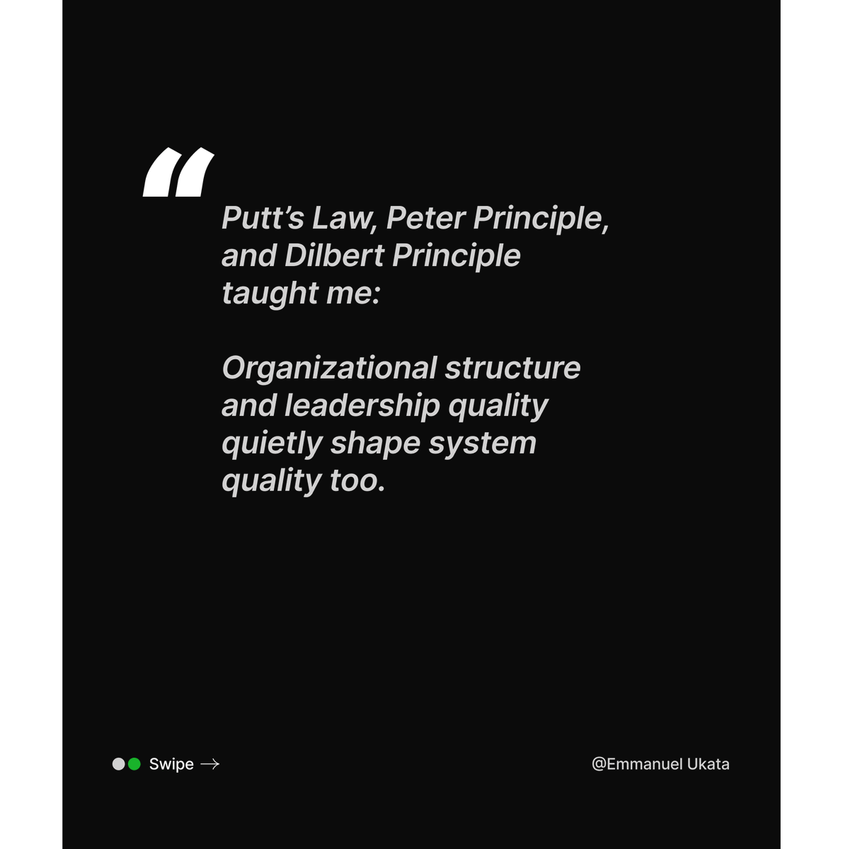 katadevdesign's tweet photo. The deeper I go into these laws, the more I realize:
communication shapes architecture,
coordination shapes delivery,
leadership shapes systems,
and organizational structure shapes outcomes.

Every large software system is also a human system. https://t.co/FLCeeAe7XP