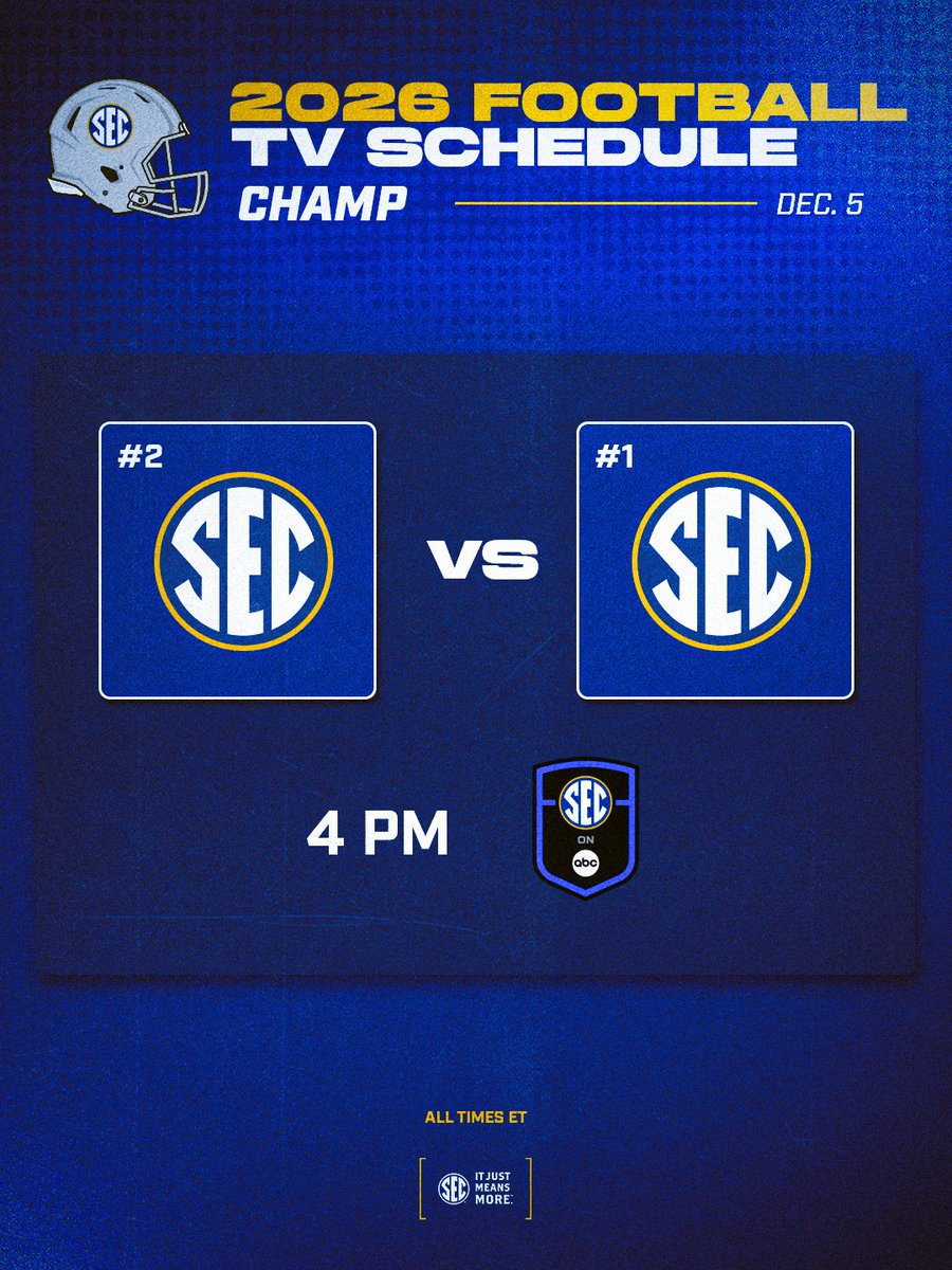SEC's tweet photo. ๐ #SECFB on TV: #SECChampionship
๐บ https://t.co/2i0rIlLclG https://t.co/k2V6sQbPZx