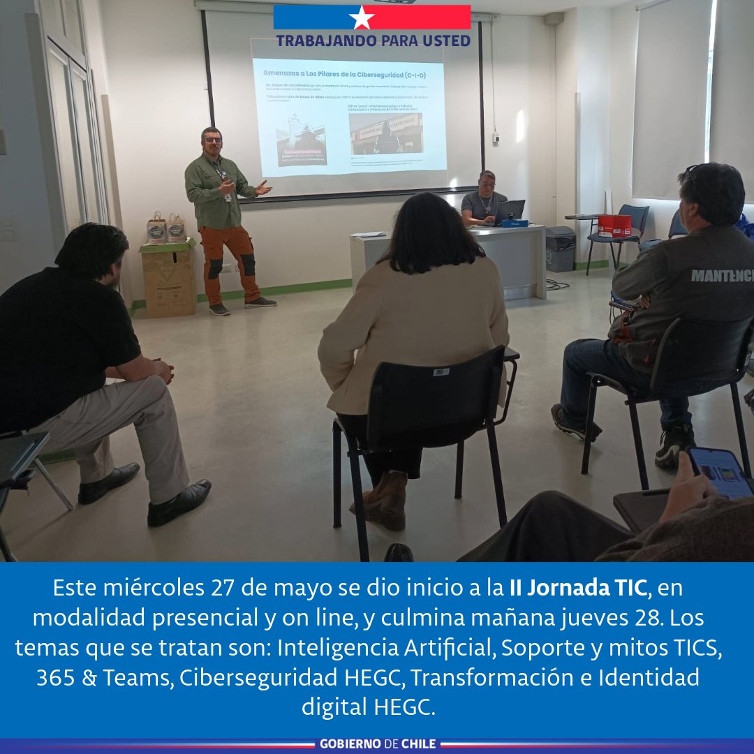 HospitalEGC's tweet photo. Este miércoles 27 de mayo se dio inicio a la II Jornada TIC, en modalidad presencial y on line, y culmina mañana jueves 28. Los temas que se tratan son: Inteligencia Artificial, Soporte y mitos TICS, 365 &amp; Teams, Ciberseguridad HEGC, Transformación e Identidad digital HEGC. https://t.co/rC02ICuYbt