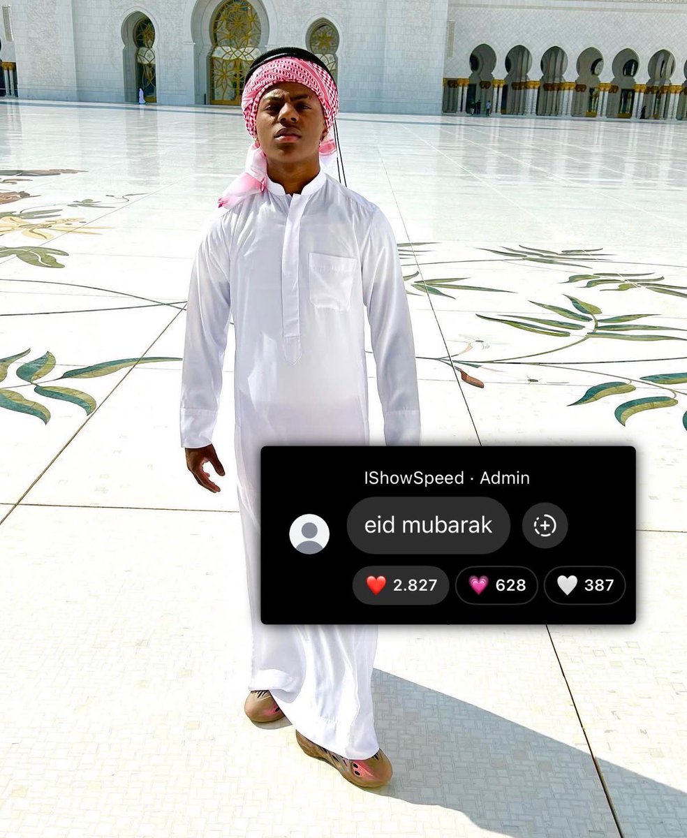 IShowSpeedHQ's tweet photo. 🚨| NEW: Speed wished all his fans Eid Mubarak through his Instagram broadcast channel ❤️ https://t.co/wSbO9sasN7