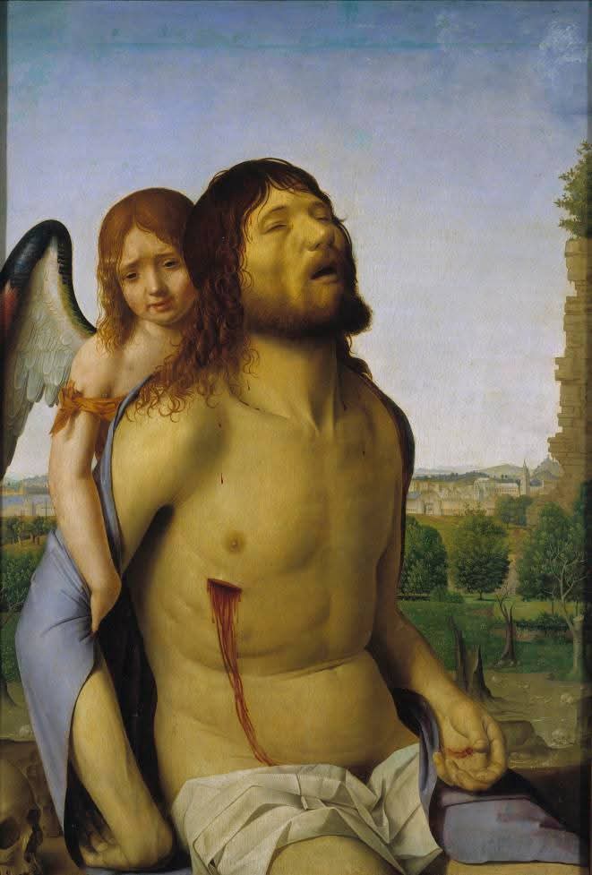 RamellaUgo's tweet photo. Due opere di Antonello da Messina in ordine Cristo in Pietà con un Angelo due immagini/Pietà con tre Angeli 
Vedere singolarmente 3 immagini https://t.co/7lKMCTNEDV