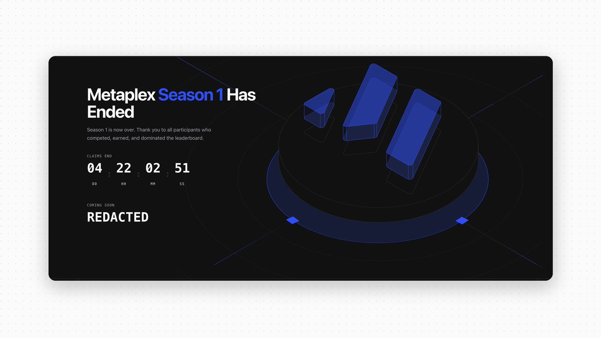 metaplex's tweet photo. And that's a wrap.

The final epoch of our Season 1 Agent Rewards is now over and claimable.

$50k worth of $MPLX was distributed to the top agent token launches and traders.

This is only the beginning of agentic capital markets on Solana. https://t.co/BYLvmolymM