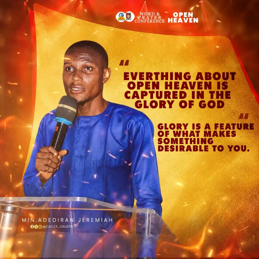 caccfoaustech's tweet photo. SERMON EXCERPTS 🔥🔥

THEME: OPEN HEAVEN.

#caccfoaustech #wordandprayerconference
#openheaven https://t.co/A32PcWjOq9