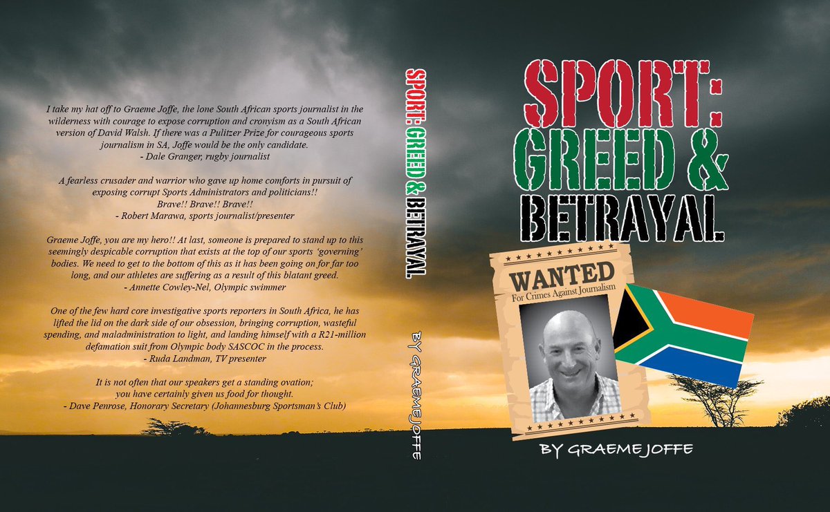 Joffersmyboy's tweet photo. Let’s get the ball rolling … my book, Sport: Greed & Betrayal was banned from distribution in SA after Highbury Safika Media got an urgent interdict. It wasn’t worth fighting it as it wasn’t about making money - it was about getting the truth out in the public domain. So, if you haven’t read it and want a free PDF, please DM your email address!