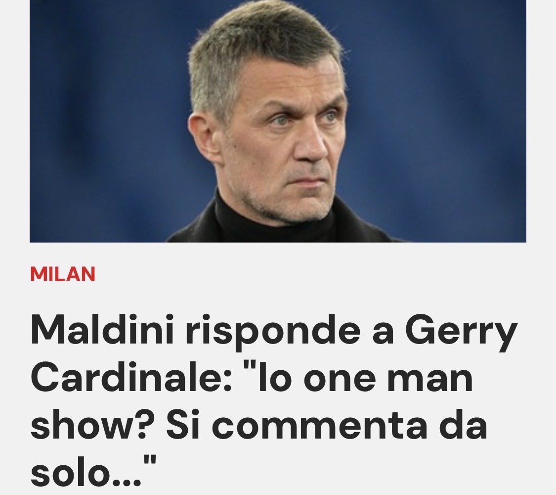 cutolotto's tweet photo. @MilanNewsit @acmilan @SkySport @CorSport @leleadani @pisto_gol @ZZiliani Trattare Paolo Maldini come  un accentratore senza capacità e’ una vergogna assoluta, da interista posso affermare che oltre a essere stato un immenso calciatore e’ uomo esempio per tutti noi! Il popolo rossonero si tolga di mezzo Cardinale e il suo Pitbull o sarà declino davvero- Inconcepibile mettere in dubbio Maldini e dare spazio a chi alla festa scudetto del Milan 21/22 dal pullman aizzava i suoi compagni nel mandare un vaffa a Calhanoglu suo ex compagno- il vertice attuale rossonero non credibile e inaffidabile-