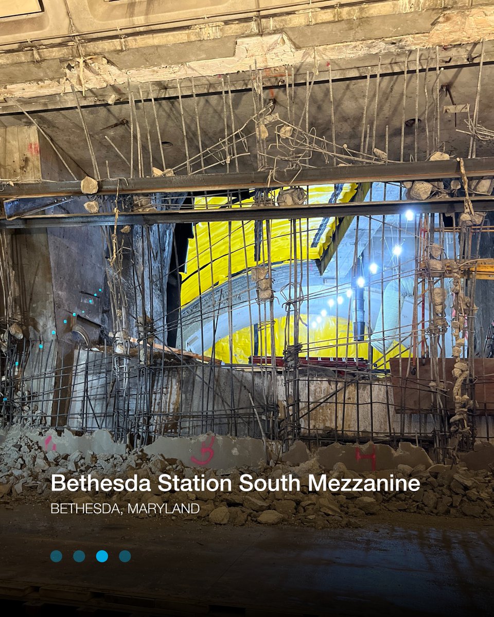 ClarkBuilds's tweet photo. We're diving deeper into the historic breakthrough at the Washington Metropolitan Area Transit Authority Bethesda Station (@wmata) South Mezzanine project. 🚇

The Clark project team cleared 148,000 pounds of concrete in a tight 44-hour window to expose a transit tunnel sealed for five decades, taking the first step toward connecting Bethesda Station to the Maryland Transit Administration's Purple Line.

Explore more about the complex demolition process: https://t.co/9NGfIYINHb