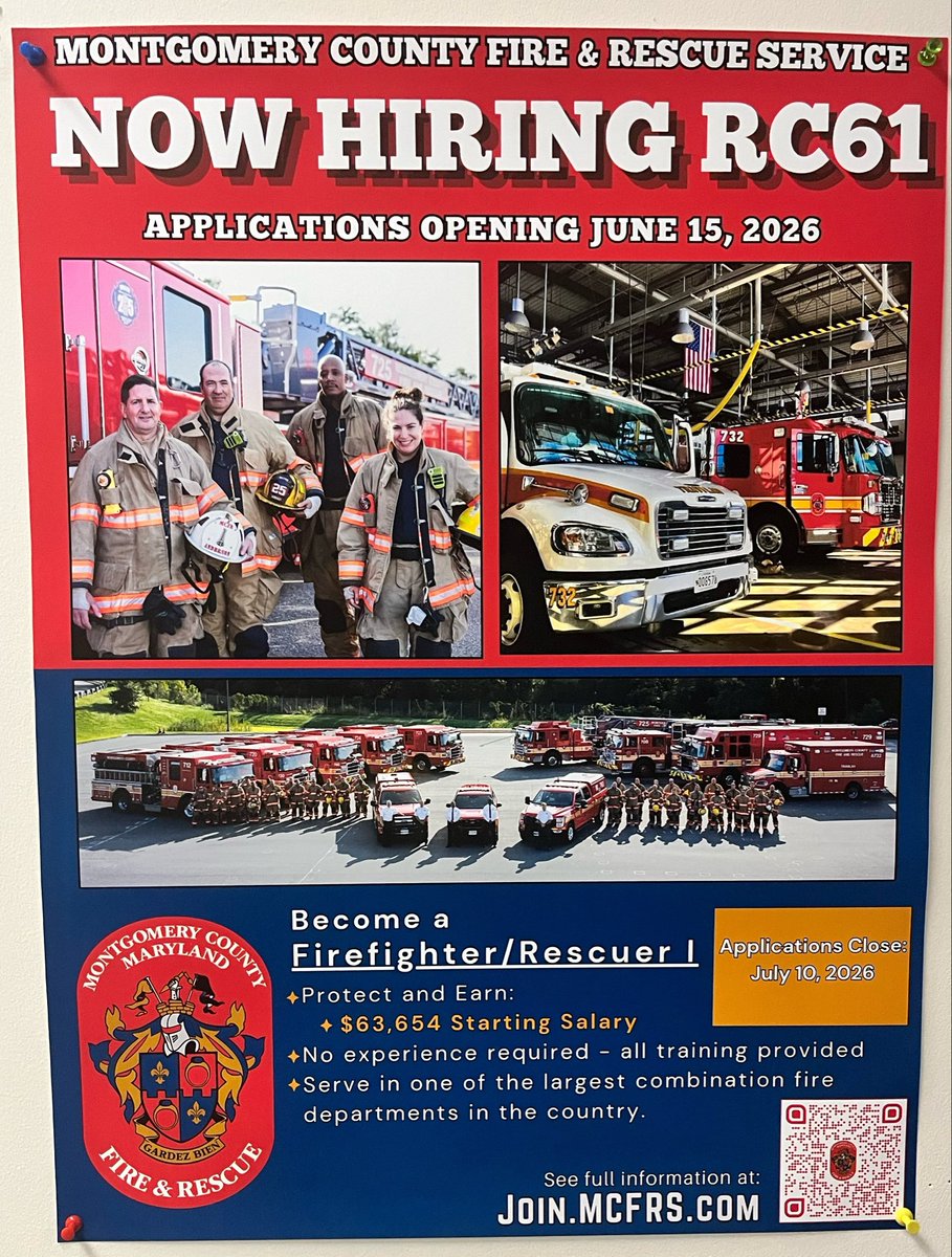 mcfrsPIO's tweet photo. HIRING!!! https://t.co/0itupSbQbR Nice Career, Good Pay &amp; Great Benefits! Start at a young age (20s), have financial independence during the prime of your life (20s/30s) &amp; then you can even enjoy retirement BEFORE you reach your Middle Age (40s)!! @mcfrs an All-Hazards department https://t.co/pL5i6lV3uL