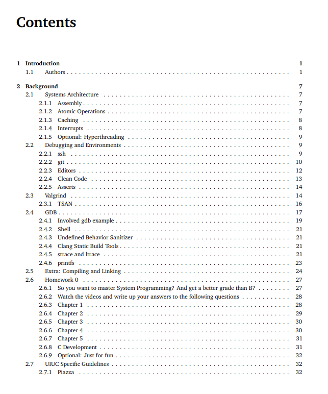 TrisH0x2A's tweet photo. a professor at Illinois got frustrated with existing systems programming textbooks

so he started a wikibook project and had students help write it

it covers C, processes, threads, synchronization, memory allocation, networking, filesystems, scheduling and security

all in one free PDF

it eventually became the official textbook for CS 241 at UIUC with more than 1000 students taking the course every year

written for people who already know how to code and want to understand what actually happens underneath