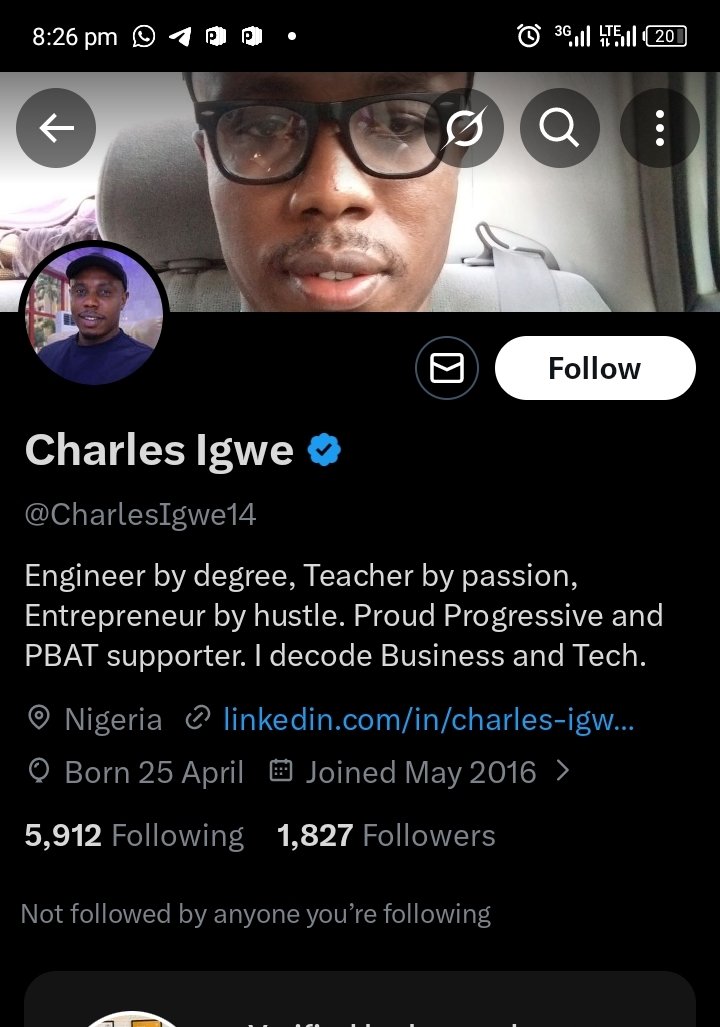 Success9837's tweet photo. @CharlesIgwe14 @MasterBolaji Lol. Your Profile says it all https://t.co/l0Pdl9SHqn