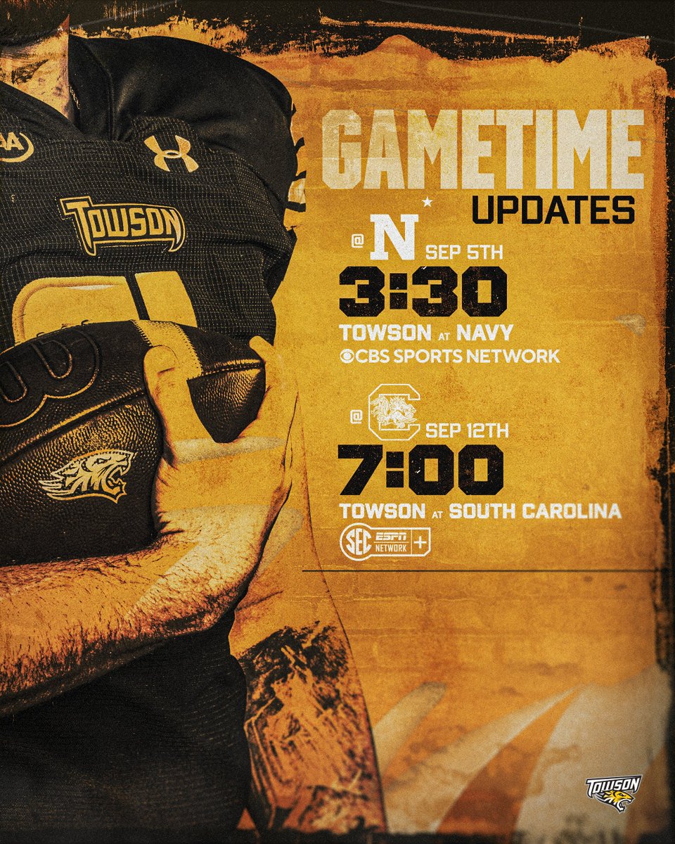 Towson_FB's tweet photo. Add two more game ⏲️......
📰- https://t.co/soTbeN1BxE
#GohTigers | #ARETE https://t.co/YIKpUqsOnH