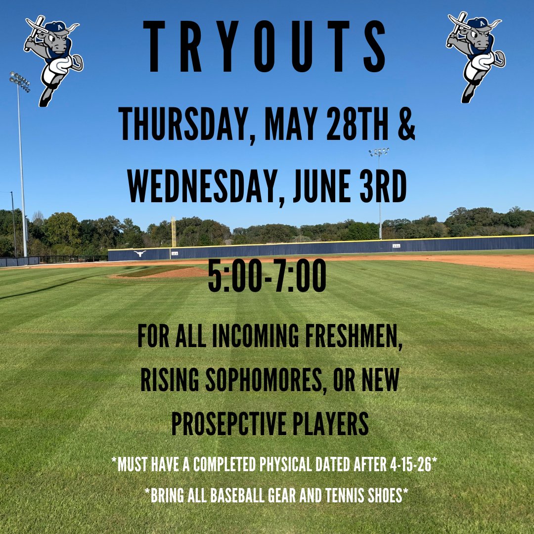 ACHSMAVBaseball's tweet photo. Just a reminder, ACHS Baseball Tryouts will be held tomorrow evening (5:00-7:00)

*If you cannot attend this 1st tryout, a 2nd tryout will be held Wednesday, June 3rd (5:00-7:00) https://t.co/ztPk1ETh6d
