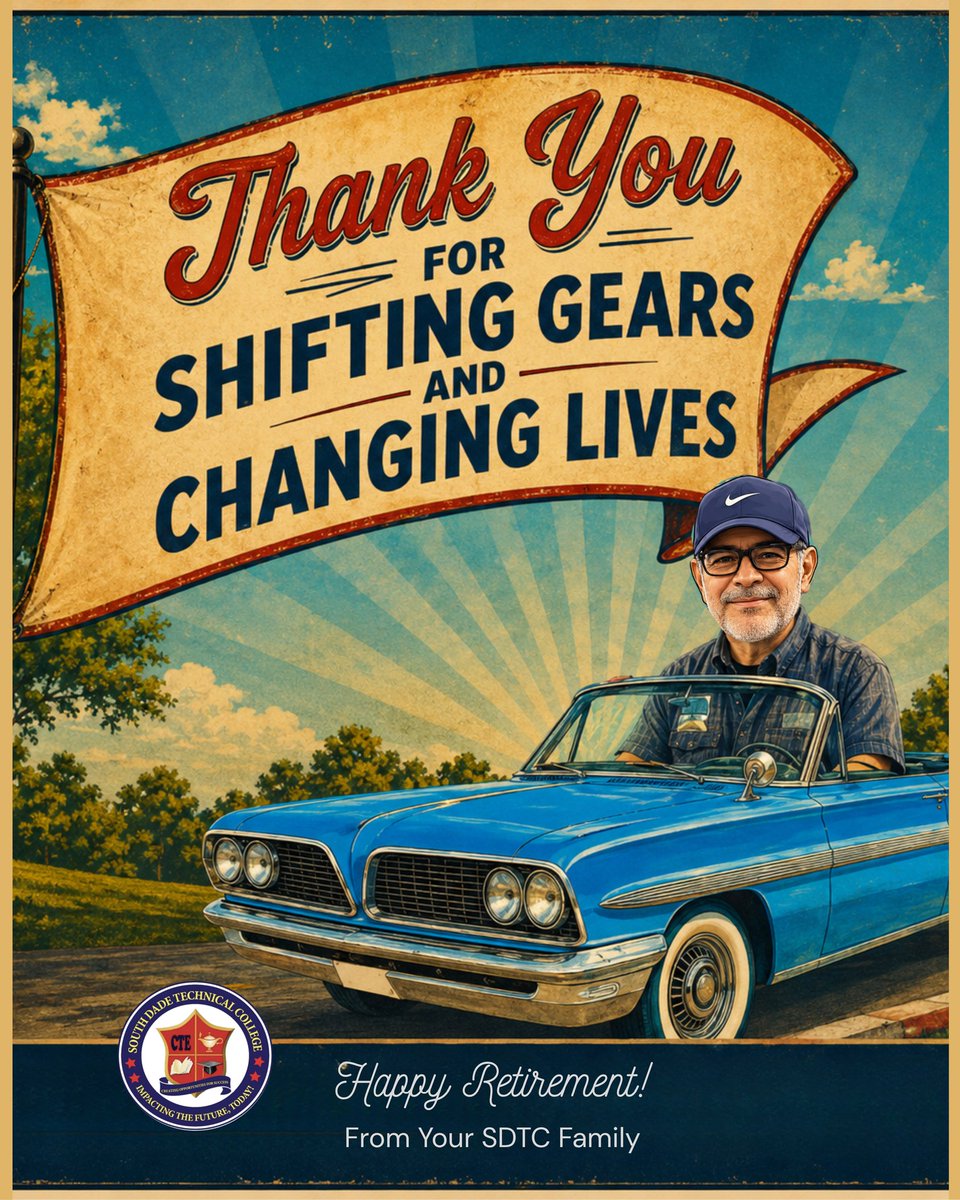 dade_south's tweet photo. Thank you, Mr. Corado, for 32 years of dedication, hard work, and changing lives throughout your teaching career 💙

Wishing you a happy and well-deserved retirement! 🏁🚗 #YourBestChoiceMDCPS #SouthDadeTech @SuptDotres https://t.co/EBTJGbdFUN