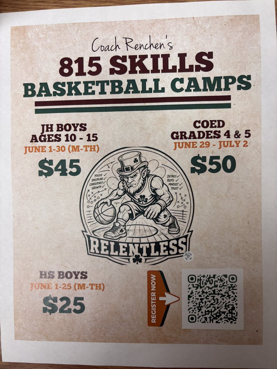 bmchsbball's tweet photo. Get signed up and get that awesome camp shirt plus the longest camp in the entire 815 ☘️🏀☘️ https://t.co/r6eKnYcVG6