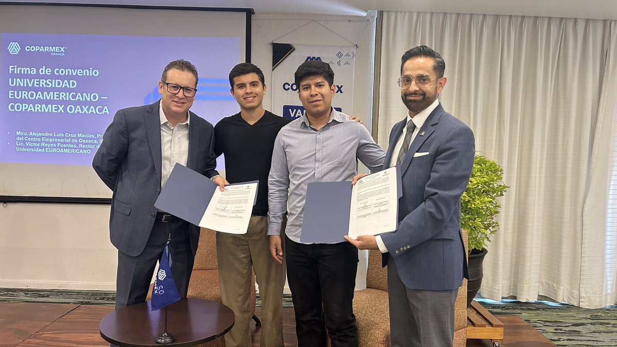 Coparmexoaxaca's tweet photo. 🚀 Realizamos el Desayuno Empresarial “Innovación y Competitividad: El rol de la IA en las MiPyMEs”.

Gracias a nuestros ponentes Jorge Leopoldo Reyes Casas, Presidente del Comité CRECE MI NEGOCIO de COPARMEX Nacional, y Marco Samuel López Benítez, Cofundador de GOJI Systems. 🤝 https://t.co/UtDZTg19Xd