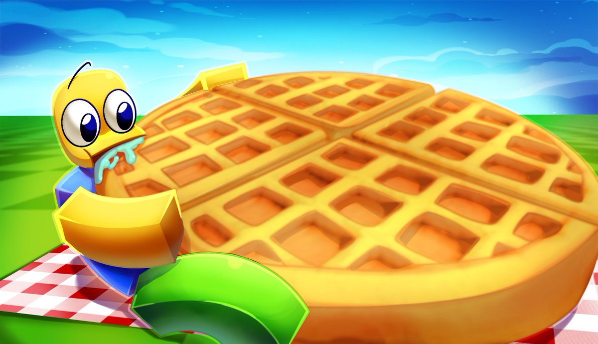 DevExarpo's tweet photo. 🧇New thumbnail for my Roblox game "Eat a Huge Waffle"!

Made by @Selberyan 
#roblox #robloxart #waffle #art #cartoon https://t.co/k7DYmmslW7