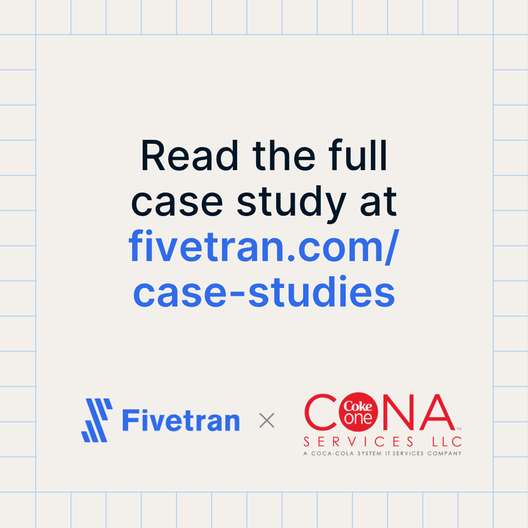 fivetran's tweet photo. CONA Services is driving faster, smarter decisions across its bottling network — thanks to automated data movement with Fivetran.

Read the full story: https://t.co/Ll9nZLa8xc https://t.co/DNLkppQ1B0