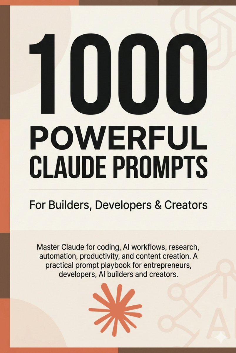 MetaLoop_HQ's tweet photo. 1000 Powerful Claude Prompts 🤯

Built for developers, creators & builders.

I spent weeks collecting the most useful prompts for:

• Coding & debugging
• AI workflows
• Research & analysis
• Automation
• Content creation
• Productivity systems

These prompts can save you hours of manual work every single week.

To celebrate finishing this prompt collection,
I’m giving free access to a few people here 👀

How to get it:

1. Follow (so I can DM you)
2. Like + Repost
3. Comment “Prompt”