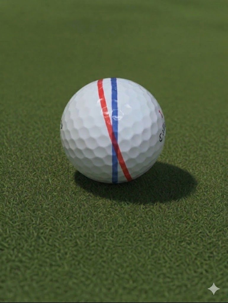BB_GolfShow's tweet photo. @engineeringolf So if, like Tiger, you set up slightly on the inside. You could align the ball to your spot with the blue line, then your eyes to the red line when you are over it. Could help a lot. #golf #putting https://t.co/S8ND5epmS8