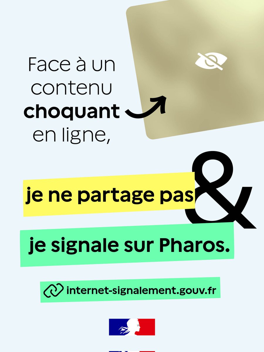 PoliceNat13's tweet photo. Vous avez été confronté à un contenu choquant en ligne ?

Dans cette situation, deux bons réflexes : 
✅ ne pas partager,
✅ signaler sur #PHAROS ➡️ https://t.co/5BdSytK1z4 https://t.co/tbCknLY0Xw