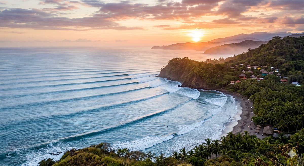 surfreportbr's tweet photo. Linhas perfeitas desenham o oceano enquanto o swell entra em sequência infinita ao redor da encosta tropical.

Cada onda parece conectada à próxima, criando um ritmo hipnótico entre o mar azul e o dourado do pôr do sol. 🌊☀️

#Surf #Surfing #WaveLines #PerfectWaves #Ocean #Sunset #SurfParadise #Swell #SurfReport #Nature #SurfLife