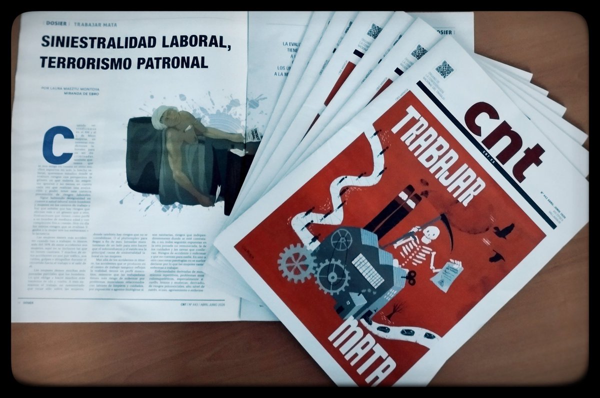 cnt_sevilla's tweet photo. 🗞️ TRABAJAR MATA
⛔ SINIESTRALIDAD laboral, TERRORISMO patronal
Lo primero que debemos anteponer es nuestra vida.
Nuestra dignidad no se vende❗
Recoge ya tu "cnt" y leenos.
#CNT https://t.co/Xs4YNowKe5