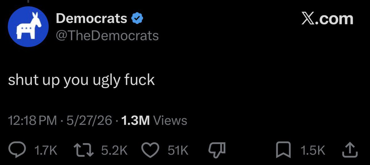 HopalongAsks's tweet photo. @TheDemocrats @StephenM The party of civility has spoken. https://t.co/kzCyUCATky