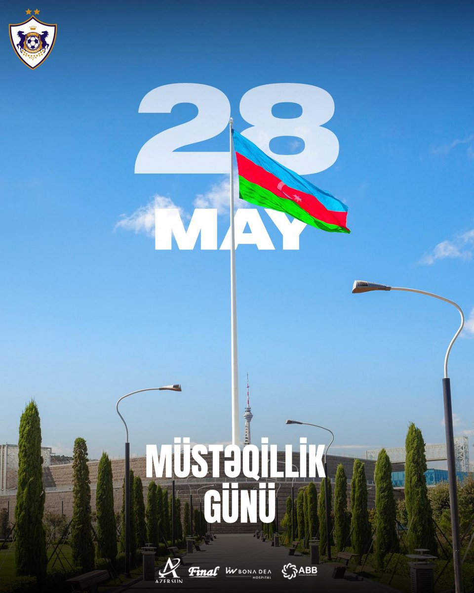 FKQarabagh's tweet photo. 28 May - Müstəqillik Günümüz mübarək! 🇦🇿

#QarabağFK #28May https://t.co/gtP0q217OA