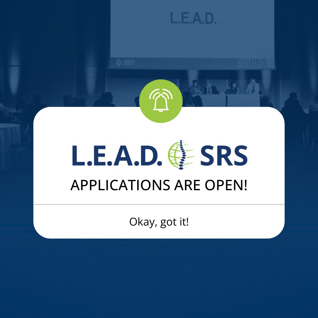 SRS_org's tweet photo. Attention SRS Members! Join the next generation of leaders and apply for the L.E.A.D. SRS Program! Deadline to Apply is June 3, 2026. #LEAD #SRS #SpineTalk #Membership #LeadersInSpine

Learn more and apply now: https://t.co/ArjPwyU7BI https://t.co/8MRNbFhRaM