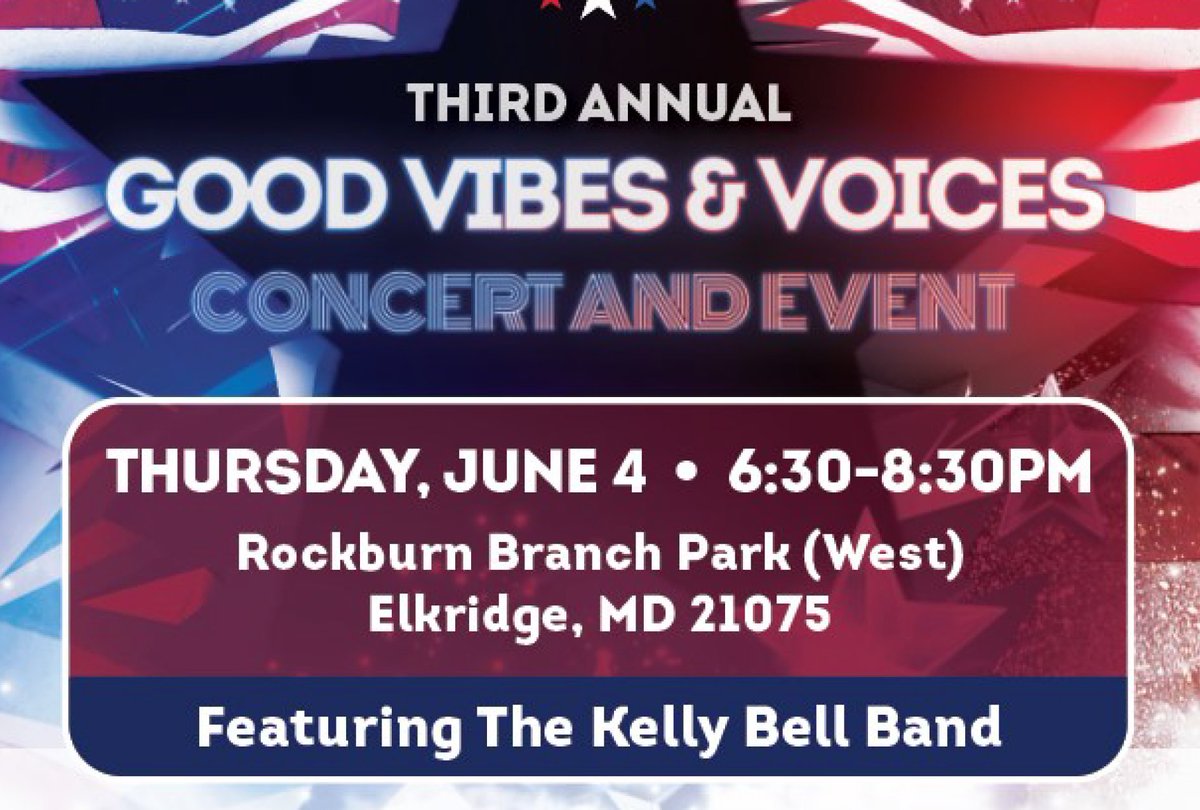 HoCoCommunity's tweet photo. Bring the whole family to honor Howard County Veterans at Good Vibes and Voices! Join #HoCommunity's Office of Veterans and Military Families at Rockburn Park on June 4, 6:30 - 8:30 p.m., for free music, games, food &amp; resources! Details: https://t.co/keV1XhVzwD #HoCoVeterans https://t.co/DYtPRdLpvx