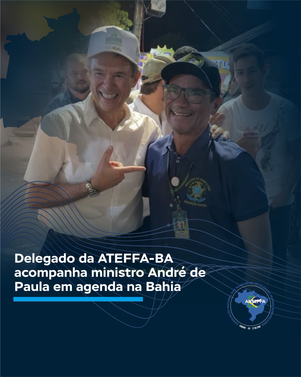 anteffaorg's tweet photo. O TFFA Aumenandro Nascimento, delegado da ATEFFA-BA e servidor da Superintendência Federal de Agricultura na região de Vitória da Conquista (BA), participou da agenda institucional do ministro da Agricultura e Pecuária, André de Paula, em Jequié (BA). https://t.co/sD3LJf5vd3