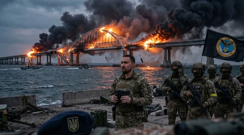 RT by @mikenov: RT by @mikenov: JUST IN! OUR FORCES HAVE BROKEN A CORRIDOR TO CRIMEA! The Crimean Bridge has been completely destroyed — an operation by Ukrainian intelligence and Budanov! This is a historic moment. Ukrainian units delivered a massive strike, breaking through Russian defenses and opening a corridor toward Crimea. At the same time, a “brilliant operation” was allegedly carried out under the leadership of Kyrylo Budanov, who supposedly decided to take a break from office work and personally “get some practice” — and the Crimean Bridge burst into flames. Its supports were torn apart, the central spans collapsed into the water. The bridge that рашists considered a symbol of thei