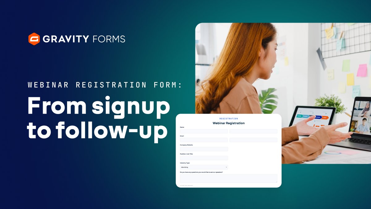 gravity's tweet photo. Webinars create more than registrations. They create follow-up work.

Learn how to use Gravity Forms, Gravity SMTP, and webinar integrations to connect signups, reminders, attendance data, and more, without relying on disconnected tools and spreadsheets.

https://t.co/ENSY93q3dO https://t.co/LwuPFr5MYy