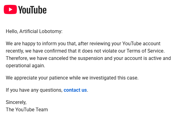 ArtificialLobo's tweet photo. Update: We are officially back online! 📡 YouTube mistakenly took down the channel 5 days ago, but after a review, the suspension has been lifted. The 24/7 streams are returning today. Thanks for the patience! Thanks @TeamYouTube for your help!

Catch the live feed here: https://t.co/Fe4bEyovdA