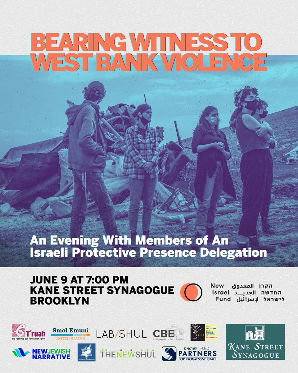 NJNarrative's tweet photo. Settler violence in the West Bank is escalating.

Join NJN and @NewIsraelFund in NYC on June 9 at 7 PM to hear from three activists in the West Bank. Learn about their work and how you can be in solidarity with Palestinian communities.

Register: https://t.co/hYseAuChx8 https://t.co/5TcU6g7AnD