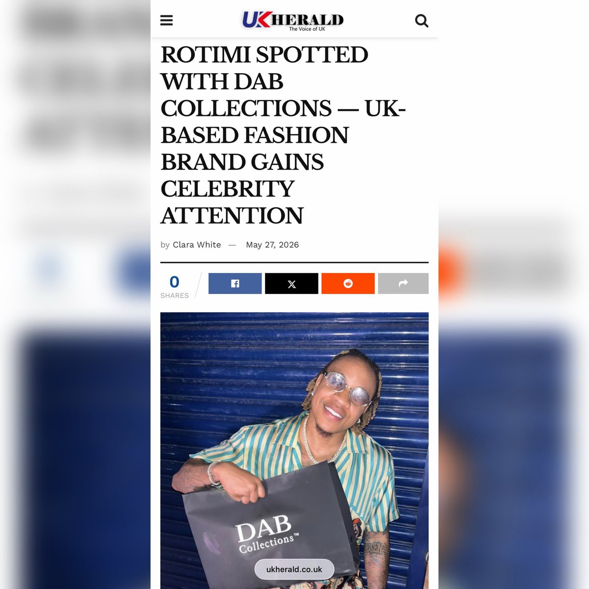 DABCollections's tweet photo. As seen on UK Herald 📰

American star Rotimi spotted with DAB Collections. Another major moment for the growing UK-based fashion brand. 🖤

More than fashion — a movement.

https://t.co/Vw8uwIdxUW

#DABCollections #DAB #Rotimi #UKFashion #StreetwearLuxury https://t.co/pKxBKhxSaF