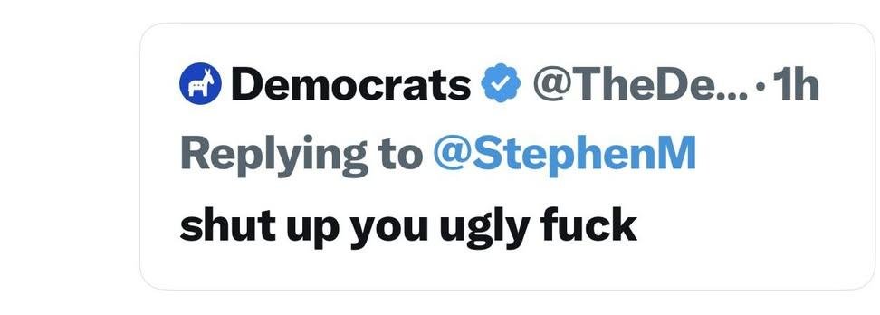 chiky_handlr's tweet photo. 10/10 reply from the official Democrat account to Stephen Miller https://t.co/XdoPYxMVXF