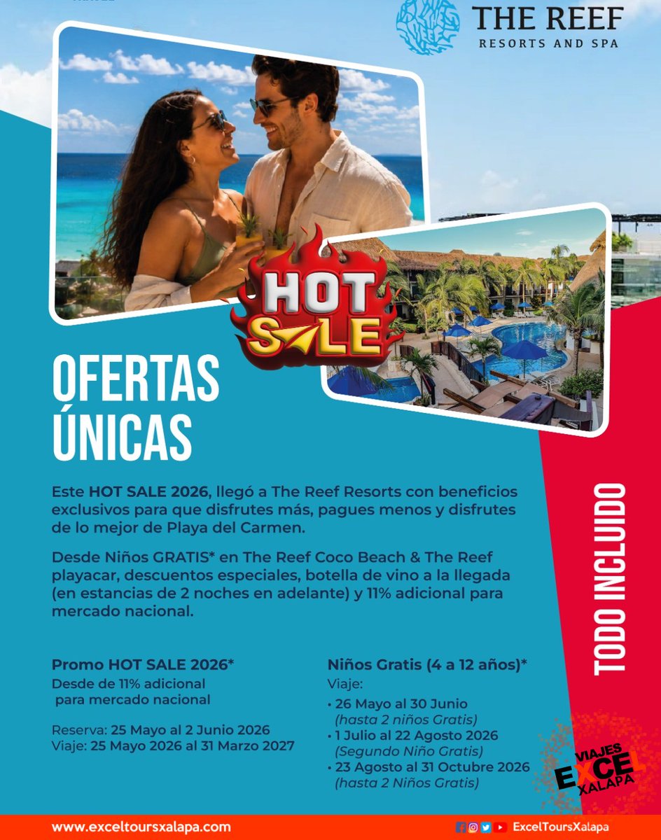 ExcelToursXal's tweet photo. ¿Maletas listas? 🧳 
Las mejores tarifas del año están aquí. 
¡Reserva hoy con descuentos de locura solo por el HOT SALE! 📢🌅⚡
➡️ https://t.co/YFDO6LxTTP

#Hotsale #Viajes #Xalapa #Veracruz #Coatepec #Xltours https://t.co/1ik575v1A5