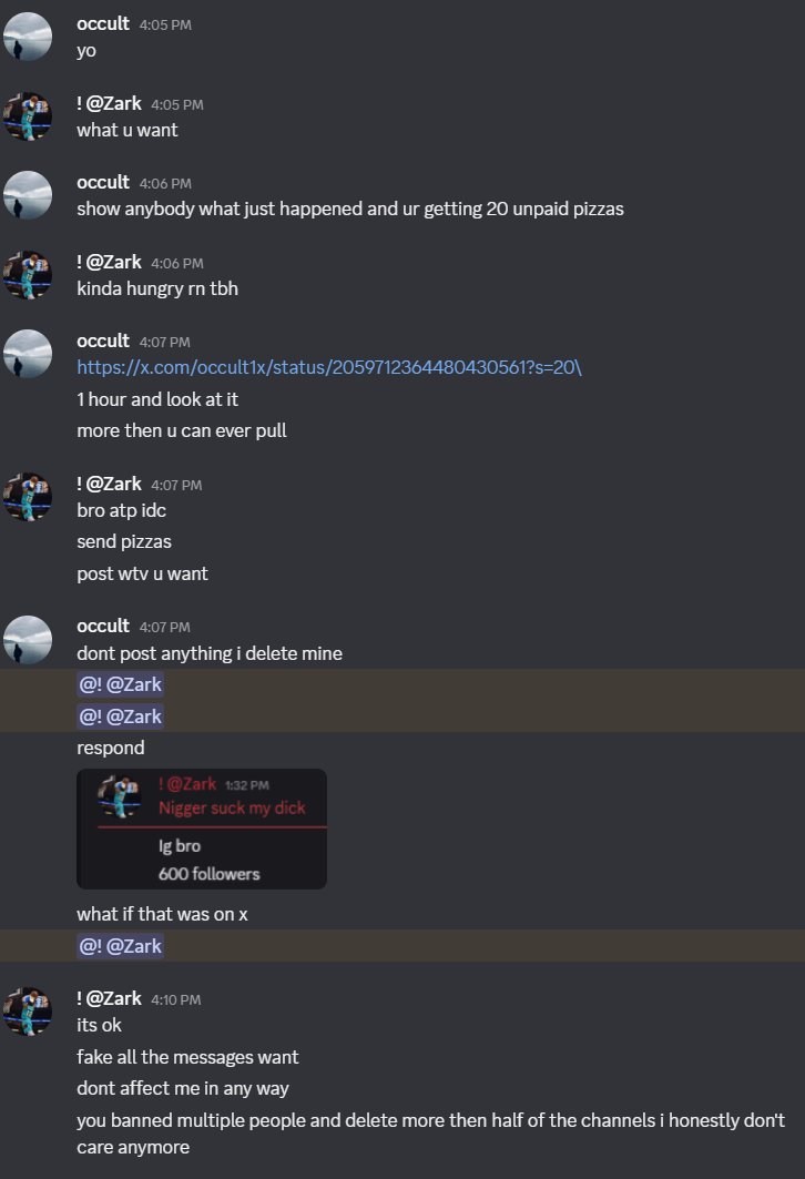 ceozark's tweet photo. Be Cautions of the following "Managers"

@occult1x - banning members, pinging @/everyone with discord links, deleting channels,
@SomerMNG - Spamming @/everyone with STM Discord link and deleting channels
@/Cloudy_Return - Kicking members
@/shinoeyyyy_mgmt - banning 200+ People https://t.co/tOPBLBoRJD