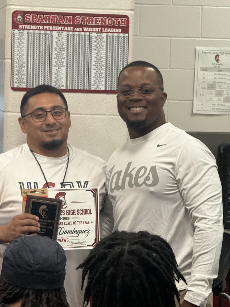 lakes_athletics's tweet photo. Congratulations to Mark Dominguez on being voted Cy Lakes assistant coach of the year! #WAWG #TIS https://t.co/l2KMK2og3S