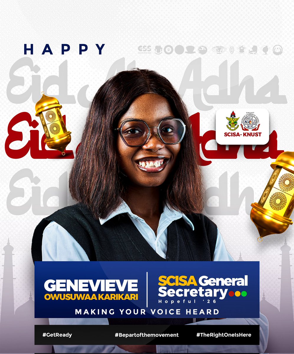 genny_vievee's tweet photo. 🔵⚪GENEVIEVE OWUSUWAA KARIKARI🔵🔴
--------------------

🌙✨Eid Mubarak to all our cherished Muslim brothers and sisters 🌙✨

🔵⚪GENEVIEVE OWUSUWAA KARIKARI🔵🔴
-Your Next SCISA General Secretary*
🎙️Making Your Voice Heard*

#GetReady
#BePartoftheMovement
#TheRightOneIsHere https://t.co/H98sQbO5rG