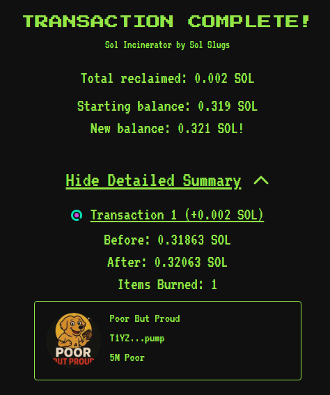 0xstickman's tweet photo. Claims completed, buyback executed, 5M $Poor burned. https://t.co/RxKEj0rfae https://t.co/qspoIf5xE1