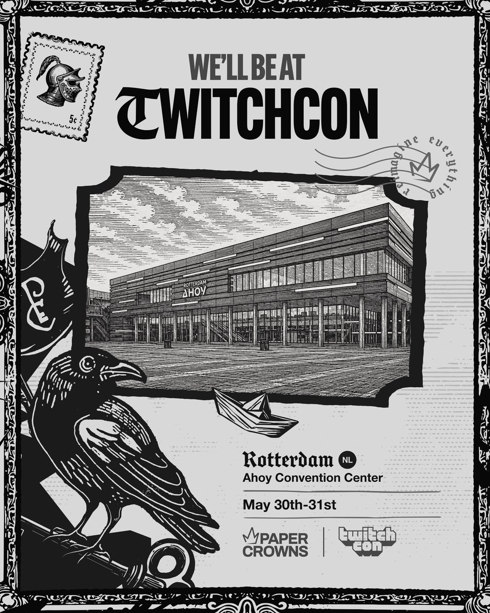 papercrowns's tweet photo. .@TwitchCon EU, see you soon!

Paper Crowns will be on the ground in Rotterdam this weekend. https://t.co/cMiPAkEdJ4
