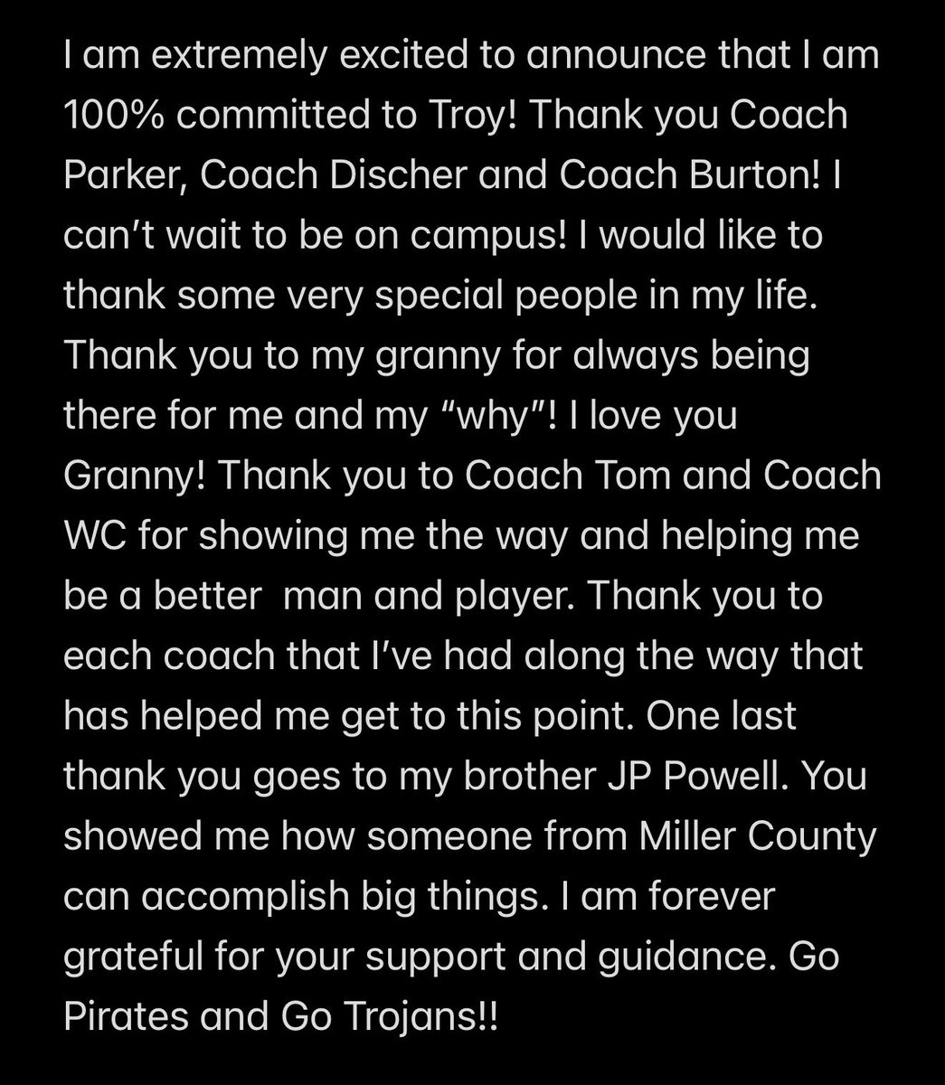 j_shep9's tweet photo. Thank you @TroyTrojansFB and @millerpirates !! 🏠 is at TROY. My recruitment is 🔒
 @GeradParker1 @Coach_NBurton @joe_discher @TroyRecruiting @troy_report @yates55_2009 @causey_tom https://t.co/YCAZue9Hfh