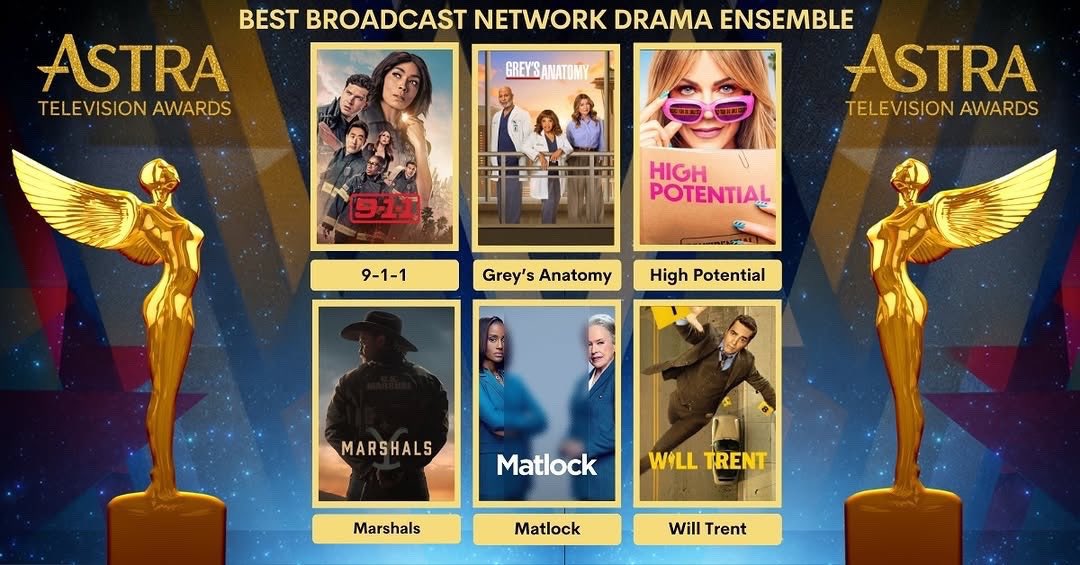 hpsourced's tweet photo. High Potential received 3 @TheAstraAwards nominations! Including:

- Best Actress in a Drama Series (Kaitlin Olson)
- Best Broadcast Network Drama Ensemble
- Best Writing in a Drama Series https://t.co/BRWP2z0YUB