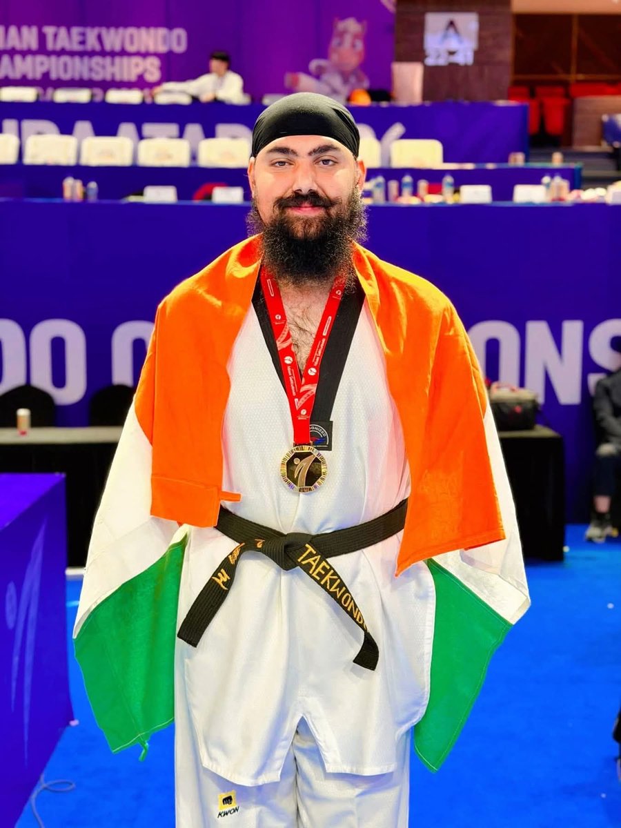 BritSikhAsso's tweet photo. Chandeep Singh for winning Gold Medal at 11th Asian Para Taekwondo Championship held in Mongolia. https://t.co/QU7UWZR6ZW