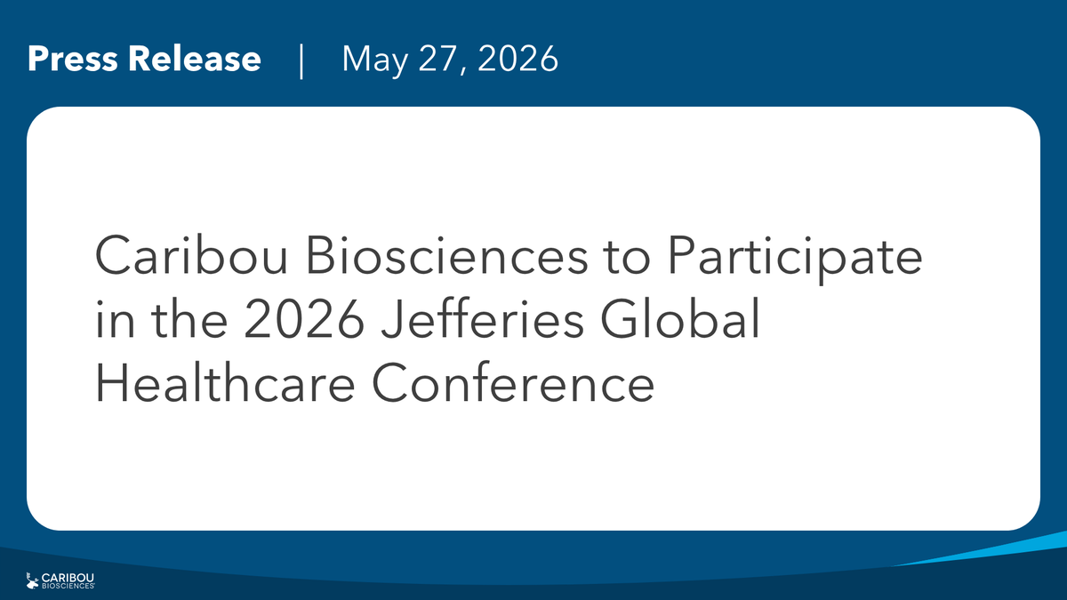 CaribouBio's tweet photo. We’re heading to New York for the @Jefferies Global Healthcare Conference.

Learn more: https://t.co/8vyyveUVD8 #CellTherapy #CRISPR $CRBU https://t.co/s6vixt0p47
