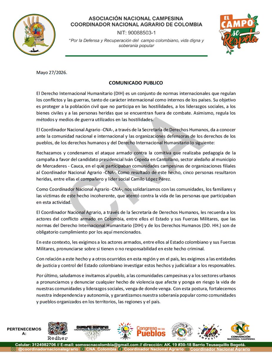 Coordinador Nacional Agrario | CNA-Colombia (@CNA_Colombia) / Posts / X