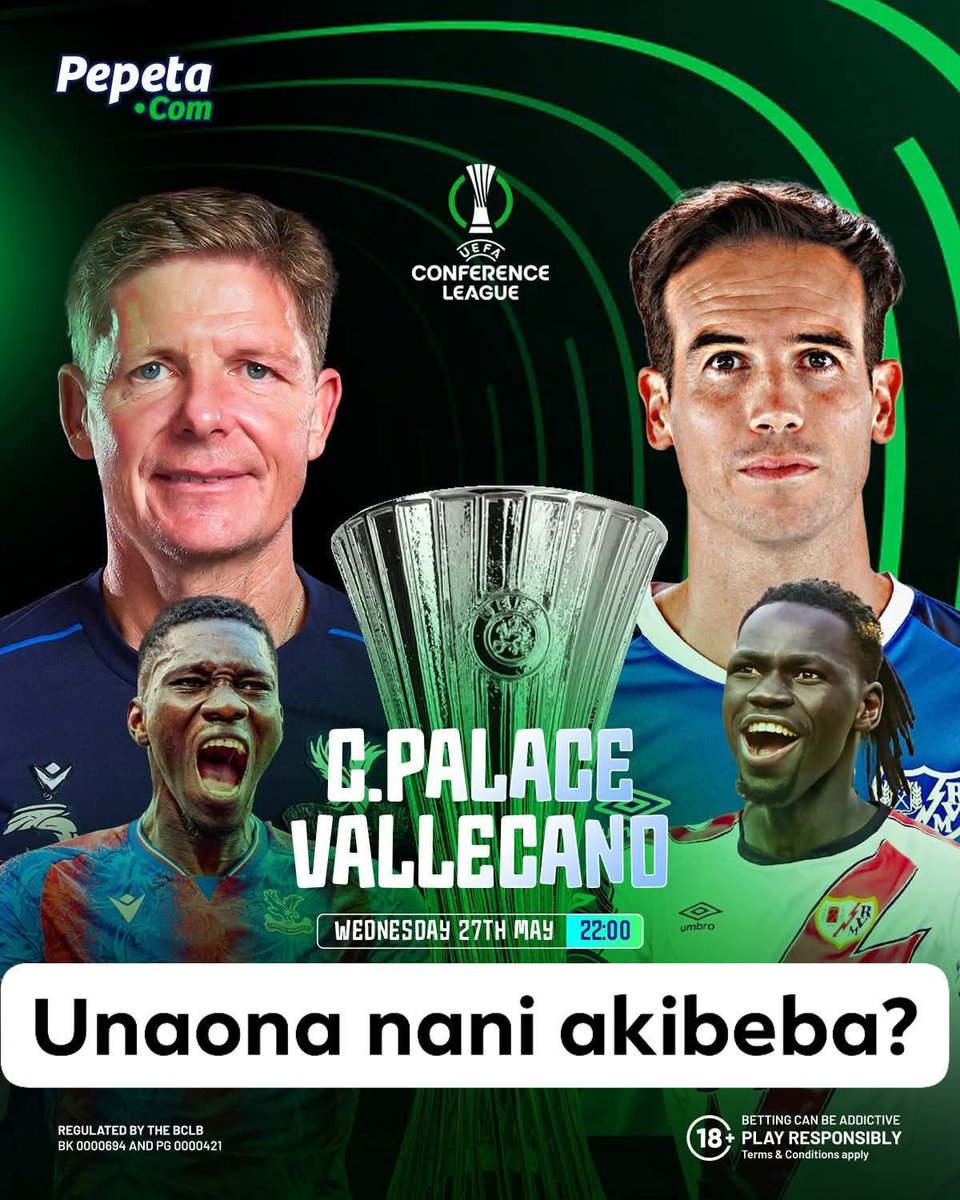 SMukangai's tweet photo. 🏴󠁧󠁢󠁥󠁮󠁧󠁿 C. Palace 🆚 🇪🇸 Rayo Vallecano live on @radiomaisha . Unategea if you're tuned in repost. Wekelea pesa zako kwenye @pepeta_bet 

#pepetaiwake #uefaconference https://t.co/y9i7ljl5PR